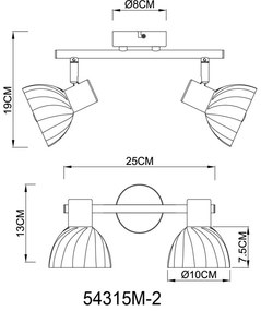 Plafoniera metal alama sticla chihlimbar ZACHERY 2L