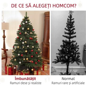 HOMCOM Brad de Crăciun Artificial cu 1050 Crengi Ignifuge, Pom de Crăciun Realist în Formă de Pin, Ø120x180 cm, Verde | Aosom Romania