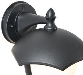 Lampa de perete inteligentă de exterior neagră cu sticlă opal incl. LED IP54 - Classica