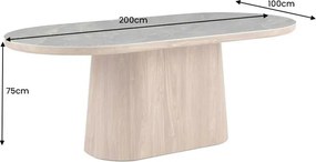 Masa ovala, Ceramica Gri, Furnir Nuc, UNIQUE 200cm A-46380 VC