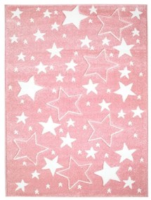 Covor roz pentru copii, pentru joaca cu stelele Lăţime: 120 cm | Lungime: 170 cm