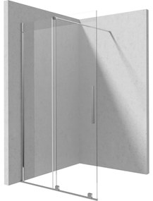 Set paravan dus walk-in cu usa glisanta, 100x195 cm, rigola 700 mm cu iesire laterala, para, para dus, furtun Hansgrohe si baterie dus