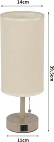 Brilagi - Lampă de masă TABLON cu port USB, 1xE27/25W/230V, bej/crem