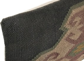 Pernă decorativă Kilim din lână și iută, 40×60 cm, fond negru cu motiv medalion etnic
