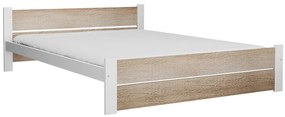 Pat dublu Culoare alb/stejar sonoma, IKAROS DOUBLE 180 x 200 cm Saltele: Fara saltea, Somiera pat: Cu lamele curbate