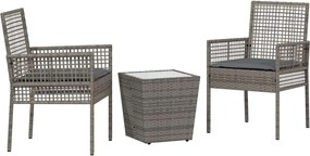 vidaXL Set Bistro de Grădină 3 pcs Gri poliratan