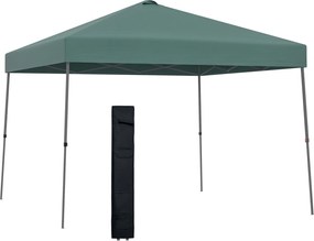 Outsunny Pavilion pliabil 300x300 cm, cort de grădină cu geantă de transport cu roți, impermeabil, cadru din oțel, pentru exterior, petreceri, camping, verde | Aosom Romania