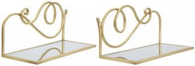 Set 2 noptiere cu oglinda aurii din metal, 41,5x18x20,5 cm, Glam Mauro Ferretti