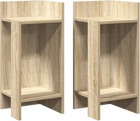 vidaXL Mese laterale 2 buc cu raft Stejar Sonoma 25,5x27x60 cm