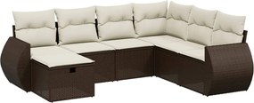 vidaXL Set canapele de grădină cu perne, 7 piese, maro, poliratan