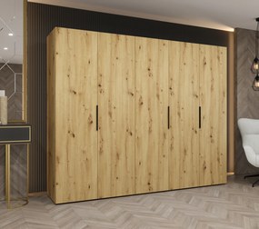 Dulap de haine 250 cm Mirabella 1 (Stejar artisan + Negru). 1126369