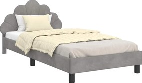 vidaXL Cadru de pat pentru copii cu spătar Gri deschis 90 x 190 cm