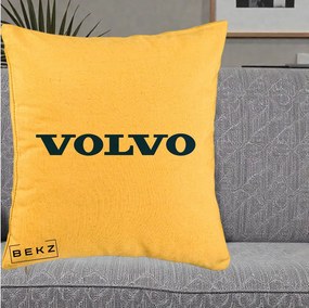 Perna Personalizata cu emblema Volvo, 40x40 cm, Galben, Husa Detasabila, Perna Inclusa, BEKZ®