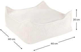 Fotoliu puf pentru copii crem cu tapițerie din catifea reiată Square – Wigiwama