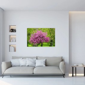 Tablou cu pom înflorit pe luncă (90x60 cm)