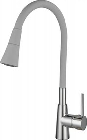 Baterie bucatarie cu pipa flexibila Inter Ceramic Havana finisaj crom lucios-gri mat cu 2 functii