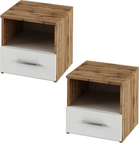 Set dormitor (pat 160x200 cm), stejar wotan/alb, GABRIELA NEW