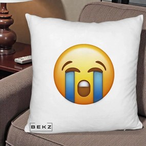 Perna Decorativa Emoji Plange, 40x40 cm, Alb Pufos, Husa Detasabila, Perna Inclusa, BEKZ®