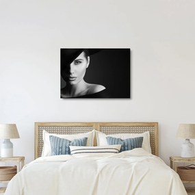 Tablou pe sticlă - Portretul femeii cu pălărie (70x50 cm)