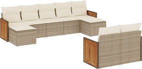 vidaXL Set canapele de grădină, 9 piese, cu perne, bej, poliratan