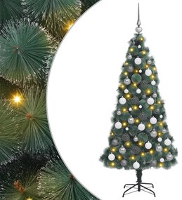 vidaXL Brad de Crăciun artificial LED și set globuri Verde 150 cm PET