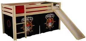 PINO mid sleeper cu slide și cortină Pirate.