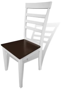 241695 vidaXL Scaune de bucătărie, 4 buc., alb și maro, lemn masiv și MDF