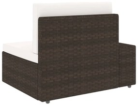 Canapea modulara cu 2 locuri, maro, poliratan 1, Maro, Canapea de colt (cotiera stanga) + canapea de colt (cotiera dreapta)