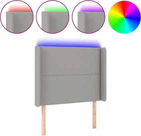 vidaXL Tăblie de pat cu LED, gri deschis, 93x16x118/128 cm, textil