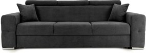 Canapea Extensibilă 3 locuri BELLAGIO, cu tetiere reglabile, 242x95x99 cm, Gri-Inchis-Enjoy