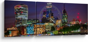 Tablou - Londra seara (cu ceas) (90x30 cm)