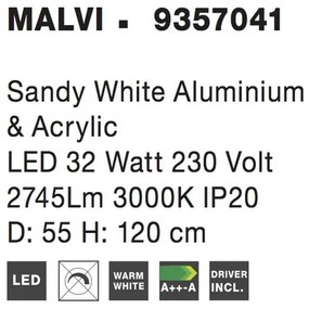 Lustra suspendata LED design modern Malvi, alb NVL-9357041