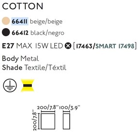 Aplica de perete ambientala design modern COTTON Square neagra