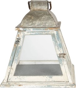 Felinar bej, din lemn, aspect vintage 33x33x37 cm