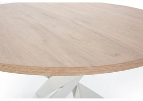 Masă de dining rotundă cu blat cu aspect de lemn de stejar ø 120 cm Ther – Marckeric