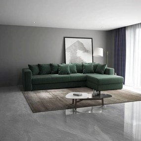 Colțar extensibil dumonde cu ladă de depozitare si sezut confortabil din spuma high-density, Gloria Ambience Green II 320x183 cm