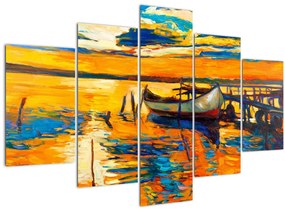Tablou - Barca la apus de soare (150x105 cm)