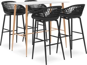 vidaXL Set mobilier de bar, 5 piese, alb și negru