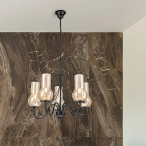 Lustră pe lanț Brilagi COTTAGE 5xE14/40W/230V negru/maro