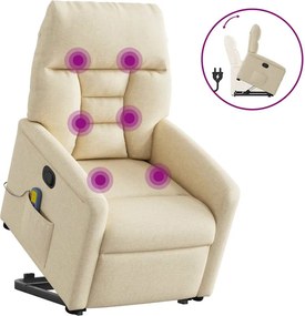 vidaXL Fotoliu masaj rabatabil cu ridicare, crem, material textil