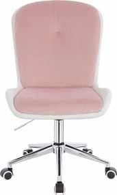 HR690K Scaun Velvet&amp;soft Piele Pu Roz Pudră/Alb Bază Cromata