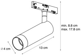 Spot modern negru pentru sistem de șină monofazat GU10 35mm - Slimline Uzzy
