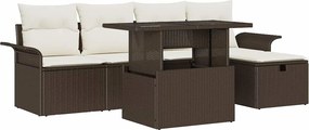 vidaXL Set de canapele pentru grădină cu pernă 6 pcs Maro Rattan poli