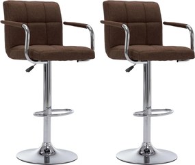 vidaXL Scaune de bar, 2 buc., maro, material textil