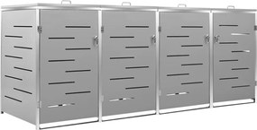 vidaXL Magazie pentru patru pubele 276,5x77,5x112,5 cm oțel inoxidabil