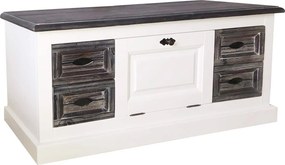 Băncuță lemn masiv alb Harley 5 compartimente /Maro, 113 × 38 × 51 cm