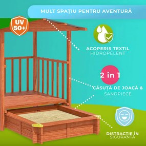 Groapa cu nisip cu verandă SUNNY, 130x130x143cm, maro/verde Jurhan