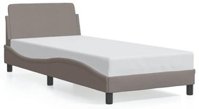 373089 vidaXL Cadru de pat cu tăblie, gri taupe, 90x190 cm, textil
