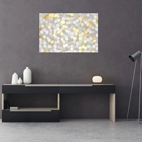Tablou - Hexagoane alb - auriu (90x60 cm)
