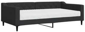 3197415 vidaXL Pat de zi cu saltea, negru, 100x200 cm, textil